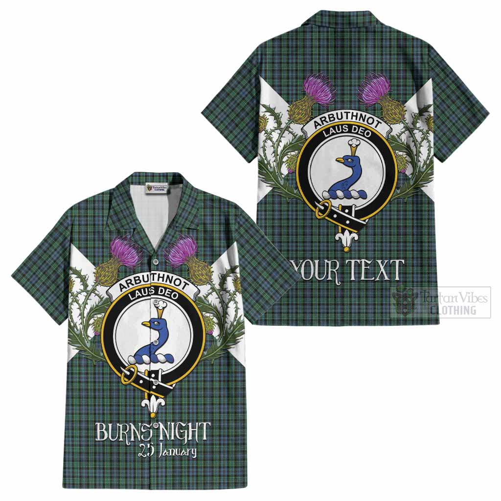 Arbuthnot Tartan Family Crest Cotton Hawaiian Shirt Scottish Burns Night Thistle Floral