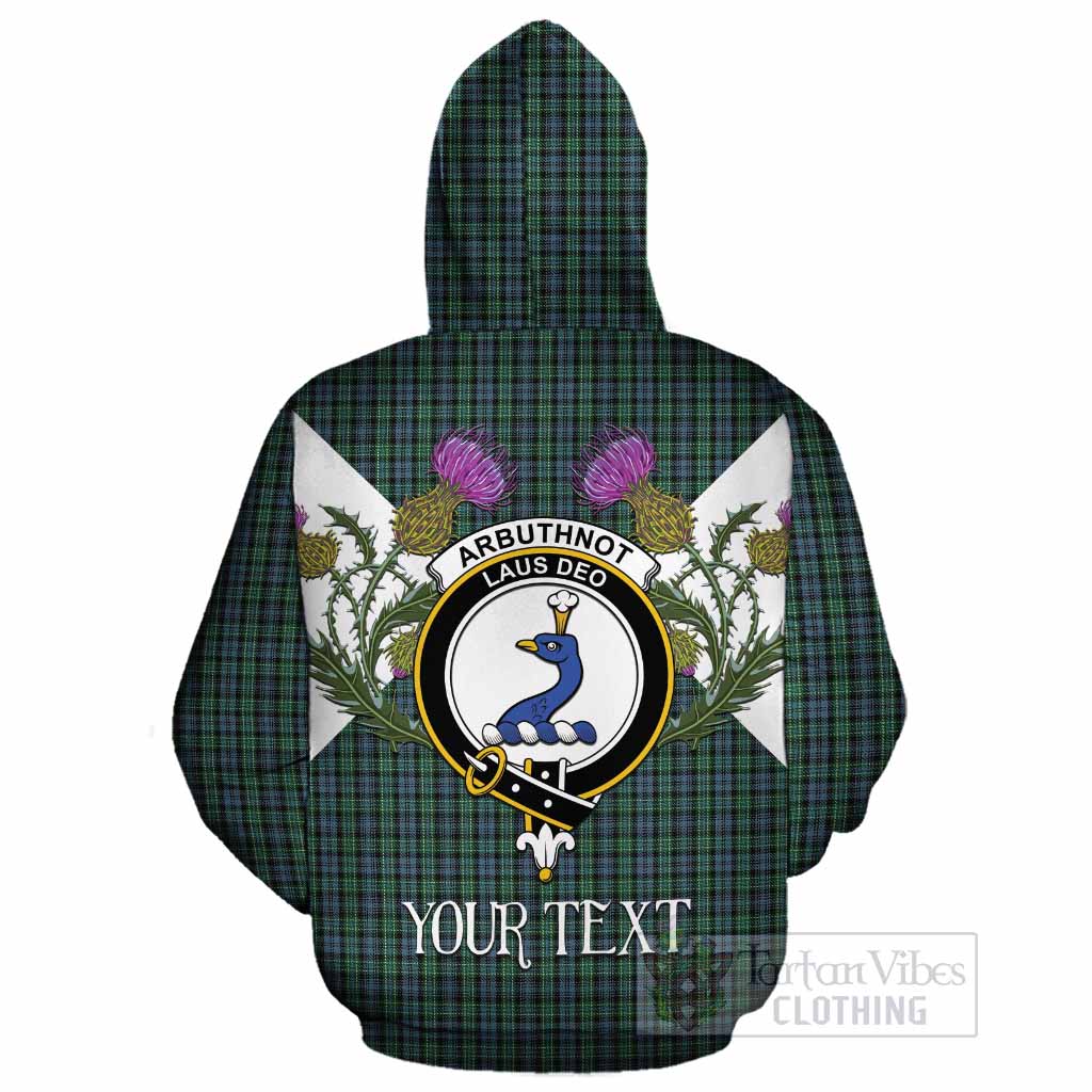 Arbuthnot Tartan Family Crest Cotton Hoodie Scottish Burns Night Thistle Floral