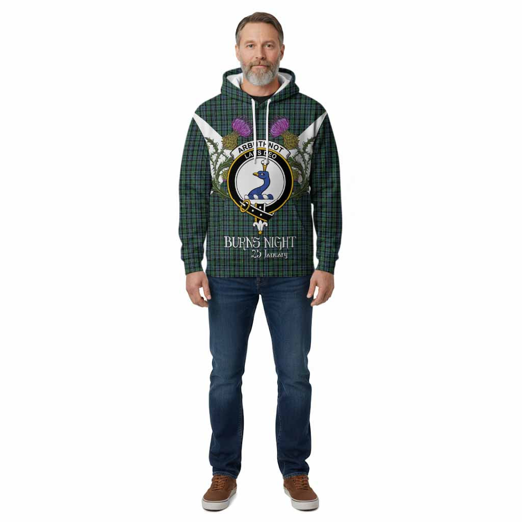Arbuthnot Tartan Family Crest Cotton Hoodie Scottish Burns Night Thistle Floral