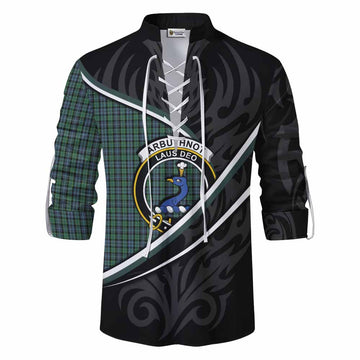 Arbuthnot Tartan Family Crest Ghillie Kilt Shirt Celtic Scottish Thistle Floral - Tartan Vibes Clothing