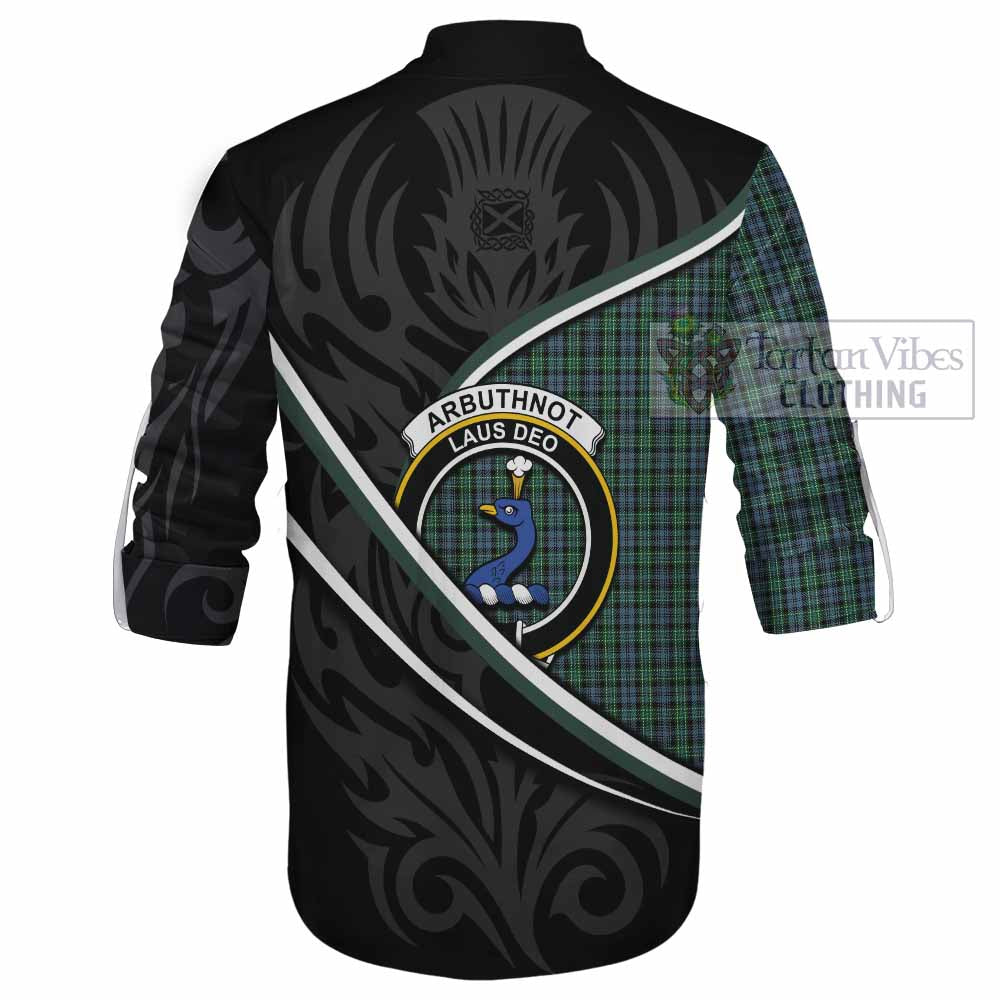 Arbuthnot Tartan Family Crest Ghillie Kilt Shirt Celtic Scottish Thistle Floral - Tartan Vibes Clothing