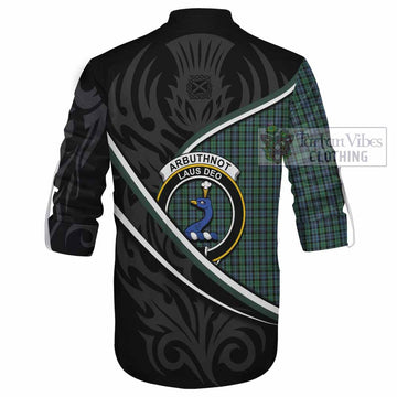 Arbuthnot Tartan Family Crest Ghillie Kilt Shirt Celtic Scottish Thistle Floral - Tartan Vibes Clothing
