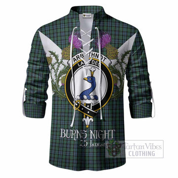 Arbuthnot Tartan Family Crest Ghillie Shirt Scottish Burns Night Thistle Floral
