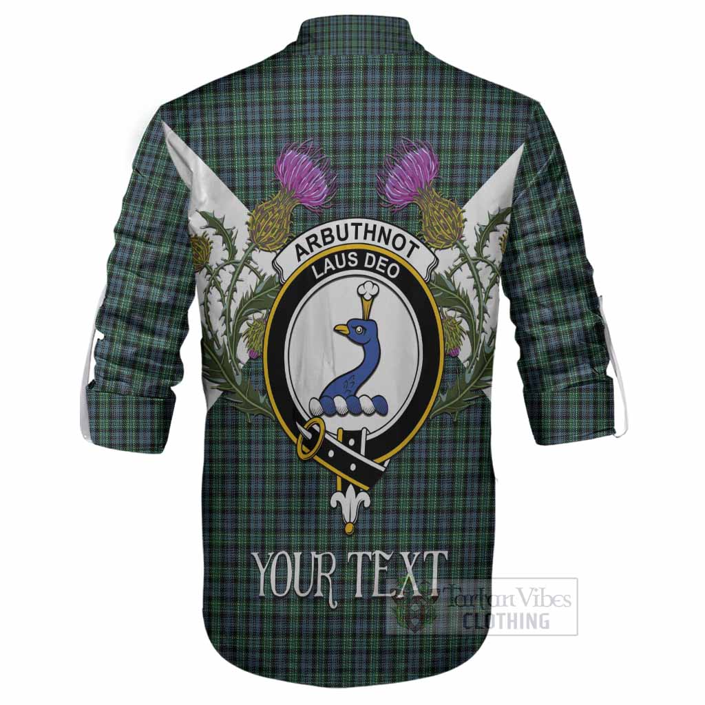 Arbuthnot Tartan Family Crest Ghillie Shirt Scottish Burns Night Thistle Floral