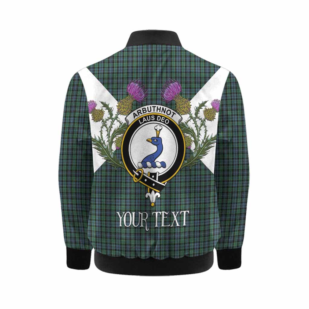 Arbuthnot Tartan Family Crest Kid Bomber Jacket Scottish Burns Night Thistle Floral
