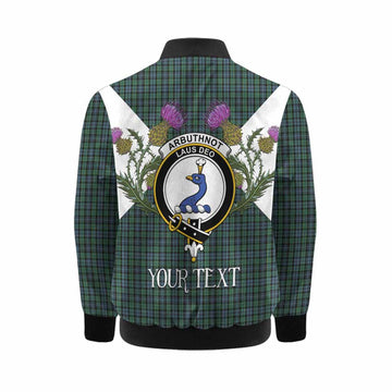 Arbuthnot Tartan Family Crest Kid Bomber Jacket Scottish Burns Night Thistle Floral
