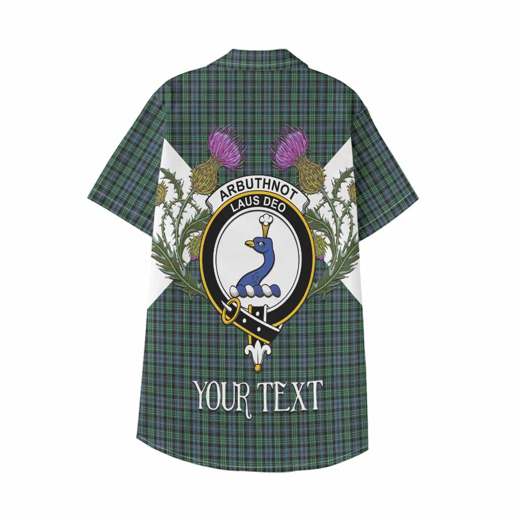 Arbuthnot Tartan Family Crest Kid Hawaiian Shirt Scottish Burns Night Thistle Floral