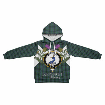 Arbuthnot Tartan Family Crest Kid Hoodie Scottish Burns Night Thistle Floral