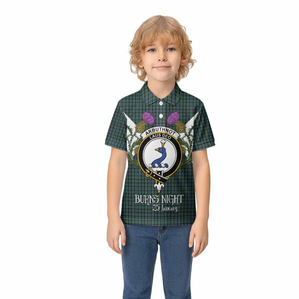 Arbuthnot Tartan Family Crest Kid Polo Shirt Scottish Burns Night Thistle Floral