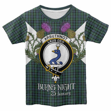 Arbuthnot Tartan Family Crest Kid T-shirt Scottish Burns Night Thistle Floral