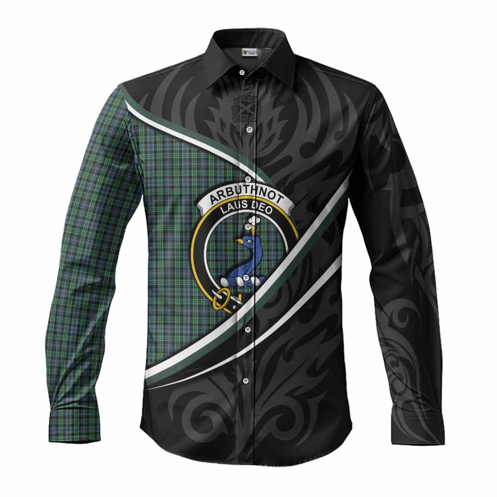 Arbuthnot Tartan Family Crest Long Sleeve Button Shirts Celtic Scottish Thistle Floral - Tartan Vibes Clothing