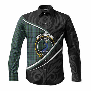 Arbuthnot Tartan Family Crest Long Sleeve Button Shirts Celtic Scottish Thistle Floral - Tartan Vibes Clothing