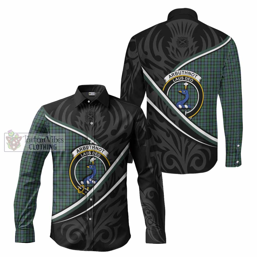 Arbuthnot Tartan Family Crest Long Sleeve Button Shirts Celtic Scottish Thistle Floral - Tartan Vibes Clothing