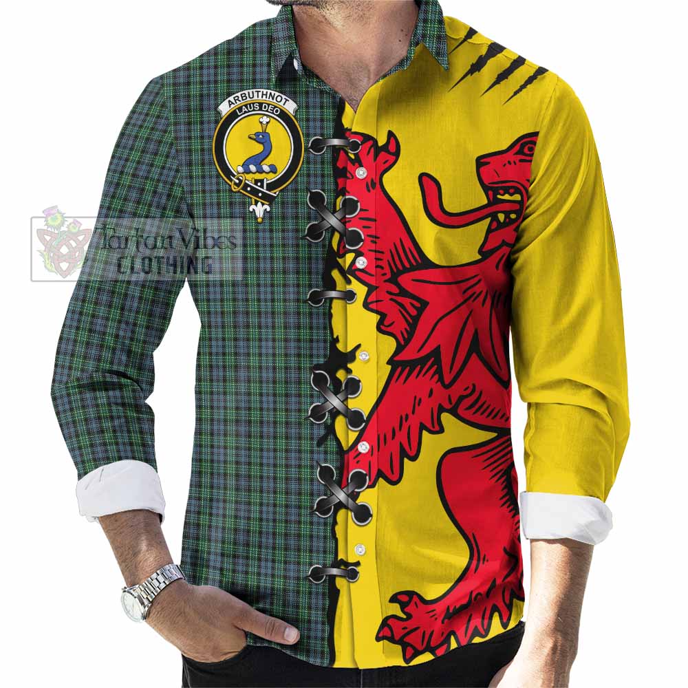 Arbuthnot Tartan Family Crest Long Sleeve Button Shirts Lion Rampant Honor - Tartan Vibes Clothing