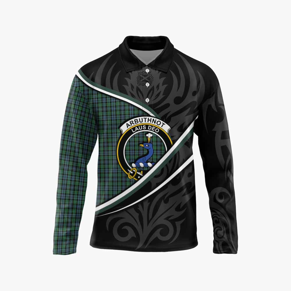 Arbuthnot Tartan Family Crest Long Sleeve Polo Shirt Celtic Scottish Thistle Floral - Tartan Vibes Clothing
