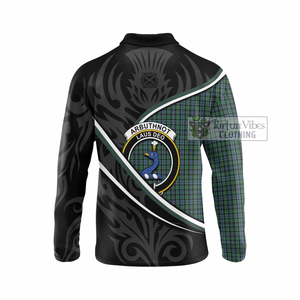 Arbuthnot Tartan Family Crest Long Sleeve Polo Shirt Celtic Scottish Thistle Floral - Tartan Vibes Clothing