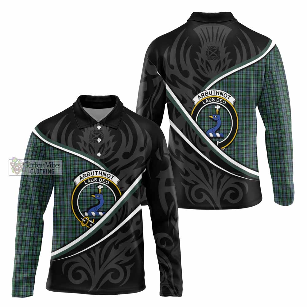 Arbuthnot Tartan Family Crest Long Sleeve Polo Shirt Celtic Scottish Thistle Floral - Tartan Vibes Clothing