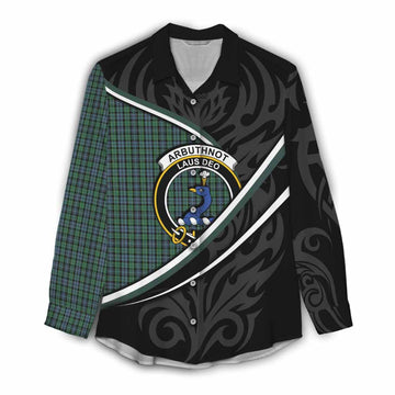 Arbuthnot Tartan Family Crest Women Casual Shirt Celtic Scottish Thistle Floral - Tartan Vibes Clothing