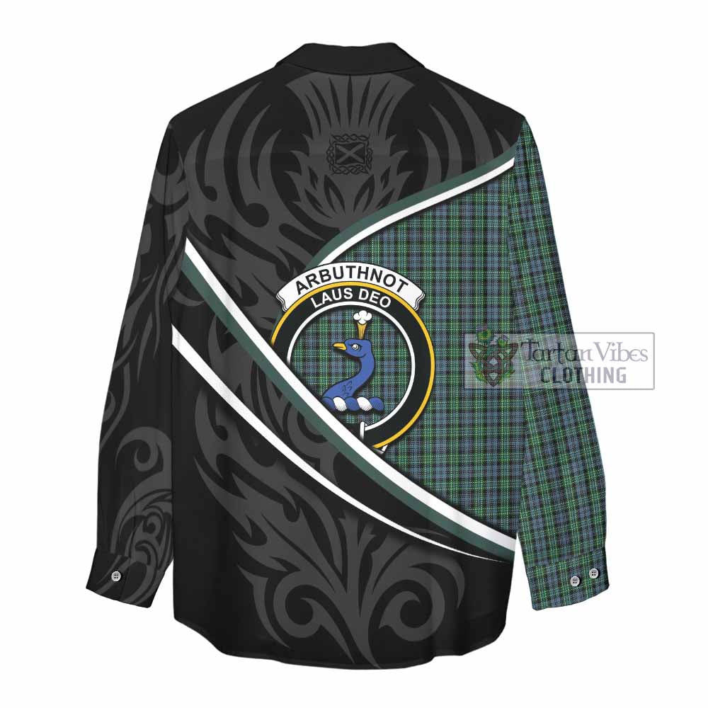 Arbuthnot Tartan Family Crest Women Casual Shirt Celtic Scottish Thistle Floral - Tartan Vibes Clothing
