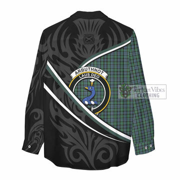Arbuthnot Tartan Family Crest Women Casual Shirt Celtic Scottish Thistle Floral - Tartan Vibes Clothing