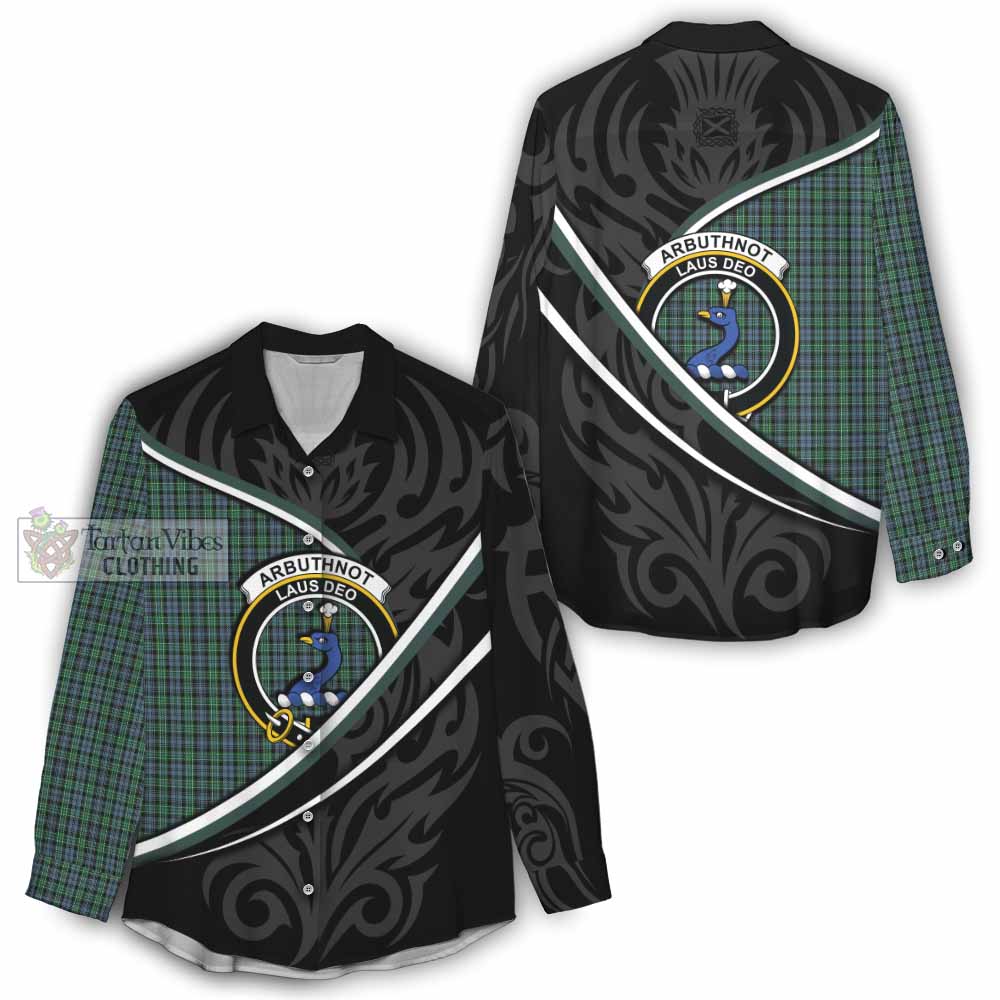 Arbuthnot Tartan Family Crest Women Casual Shirt Celtic Scottish Thistle Floral - Tartan Vibes Clothing