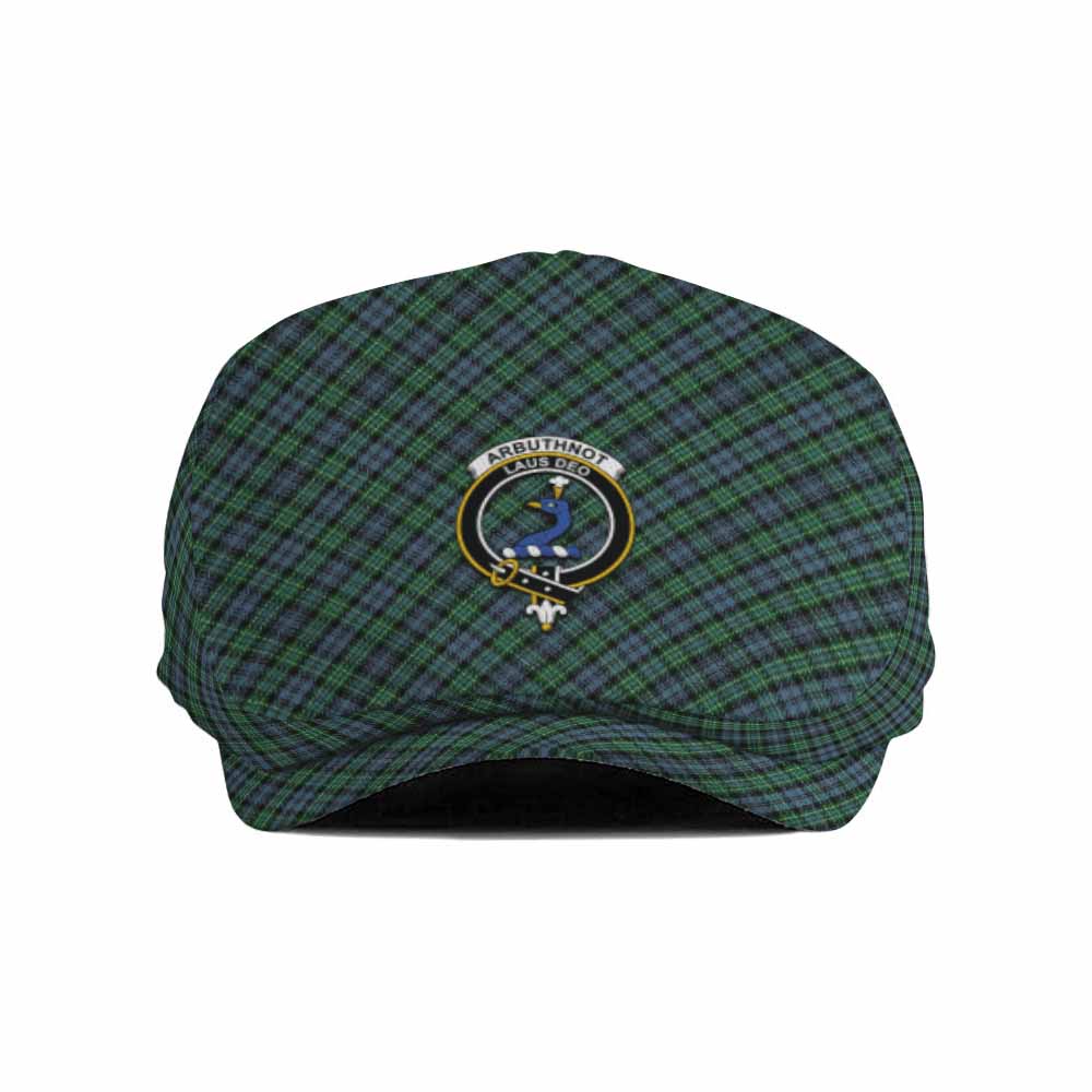 Arbuthnot Tartan Flat Cap, Jeff Cap Cross Style with Family Crest - Tartan Vibes Clothing