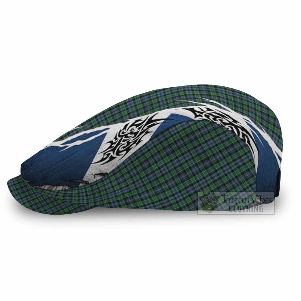 Arbuthnot Tartan Flat Cap, Jeff Cap Scotland Flag Ripped Tribal Design
