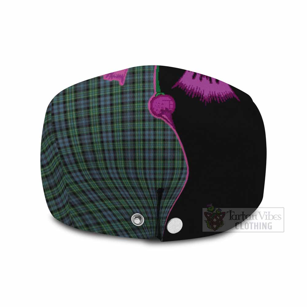 Arbuthnot Tartan Flat Cap, Jeff Cap Traditional Scottish Thistle