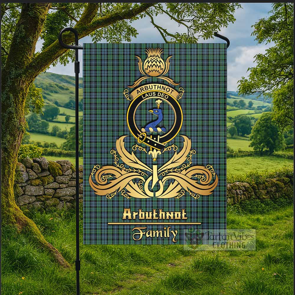 Arbuthnot Tartan Garden Flag with Highland Thistle Cherish Family Crest Style - Tartan Vibes Clothing