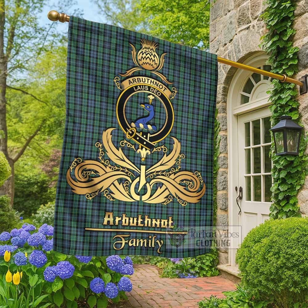 Arbuthnot Tartan Garden Flag with Highland Thistle Cherish Family Crest Style - Tartan Vibes Clothing