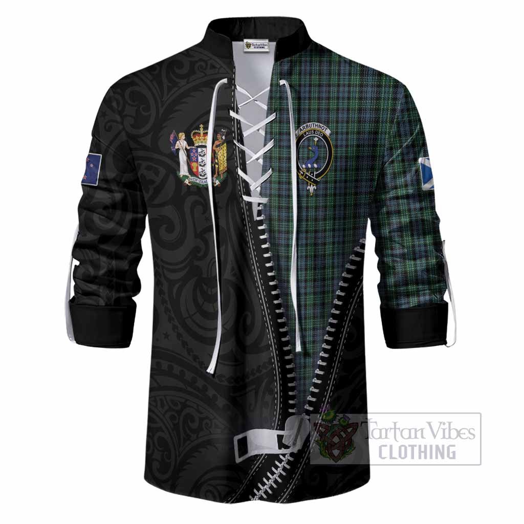 Arbuthnot Tartan Ghillie Shirt New Zealand Pattern Unique Zipper Stylized