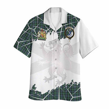 Arbuthnot Tartan Hawaiian Shirt with Family Crest and Lion Rampant Grunge Style