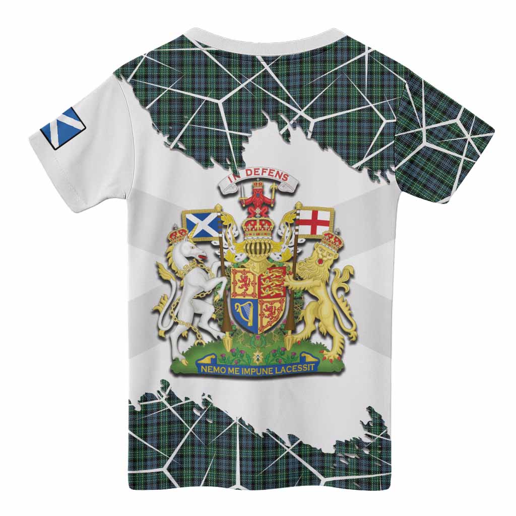 Arbuthnot Tartan Kid T-shirt with Family Crest and Lion Rampant Grunge Style