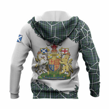 Arbuthnot Tartan Knitted Hoodie with Family Crest and Lion Rampant Grunge Style