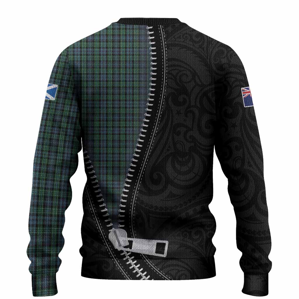 Arbuthnot Tartan Knitted Sweater New Zealand Pattern Unique Zipper Stylized