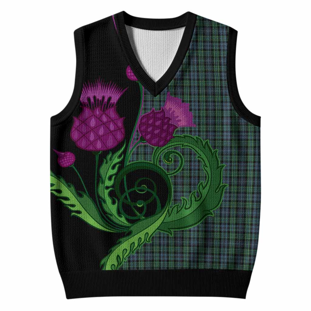 Arbuthnot Tartan Knitted V-Neck Vest Traditional Scottish Thistle