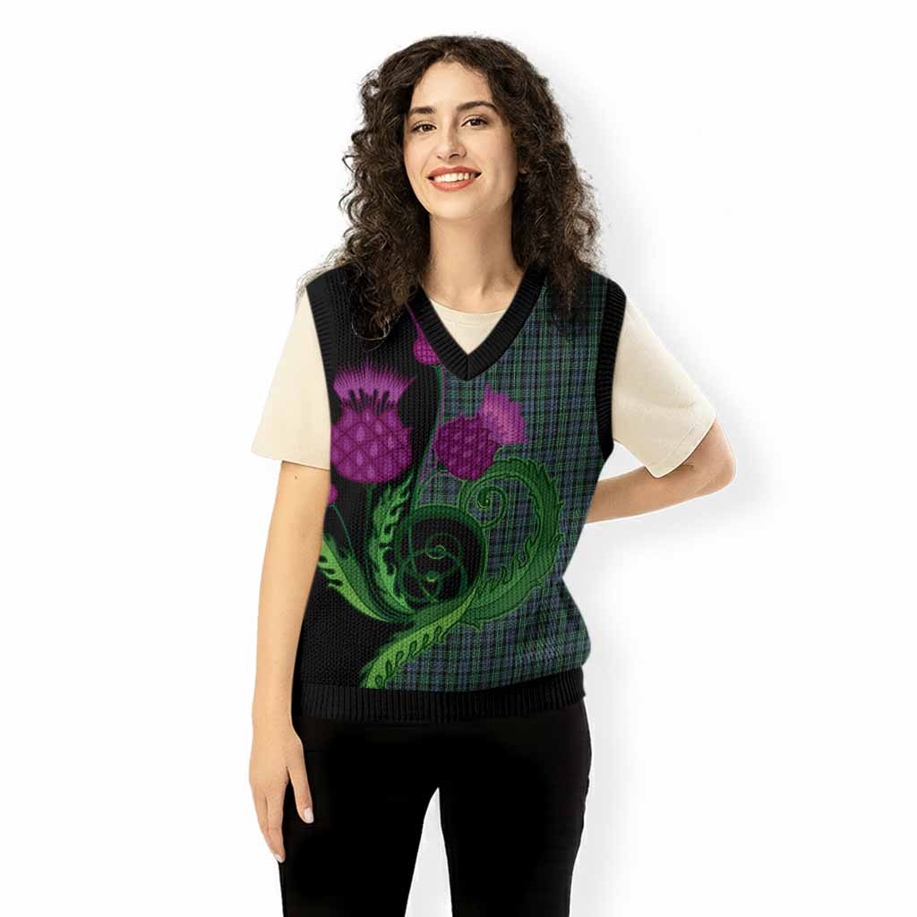 Arbuthnot Tartan Knitted V-Neck Vest Traditional Scottish Thistle
