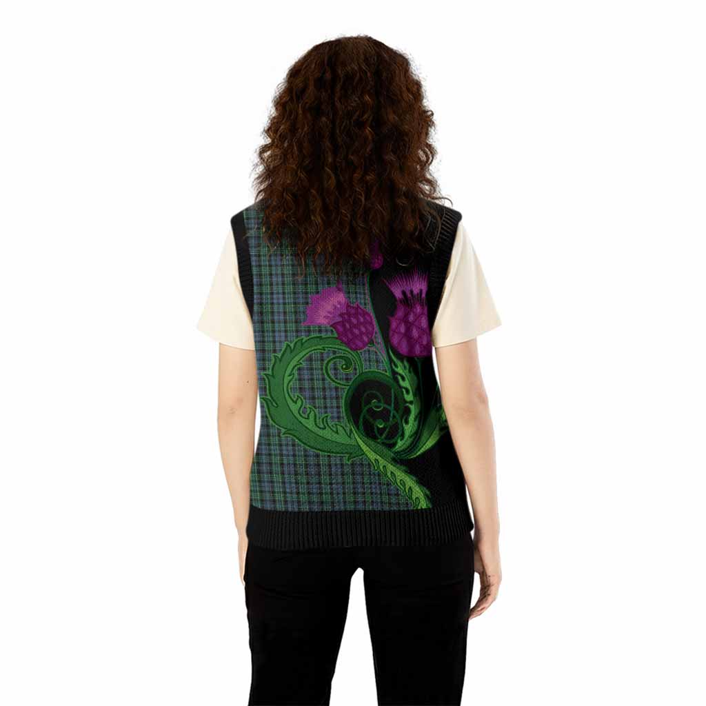 Arbuthnot Tartan Knitted V-Neck Vest Traditional Scottish Thistle