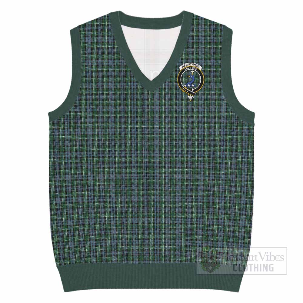Arbuthnot Tartan Knitted V-Neck Vest with Family Crest - Tartan Vibes Clothing