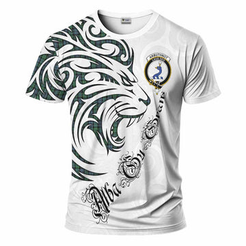 Arbuthnot Tartan Lion Roar T-Shirt Alba Gu Brath with Celtic Motifs