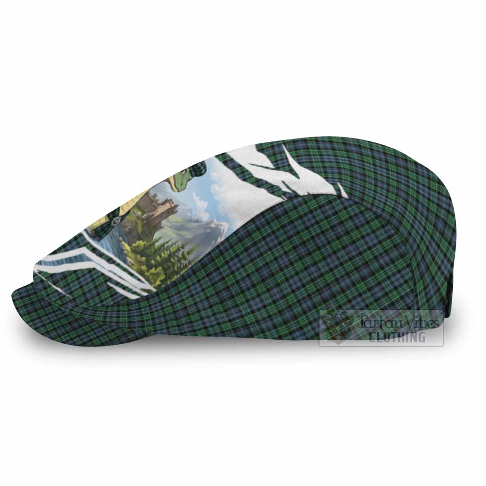 Arbuthnot Tartan Loch Ness Monster Scottish Heritage Art Flat Cap, Jeff Cap