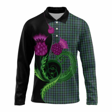 Arbuthnot Tartan Long Sleeve Polo Shirt Traditional Scottish Thistle