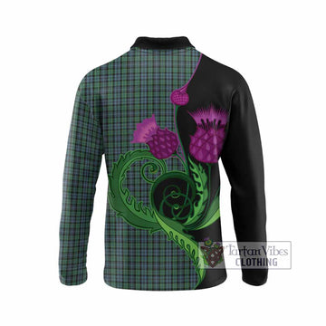 Arbuthnot Tartan Long Sleeve Polo Shirt Traditional Scottish Thistle