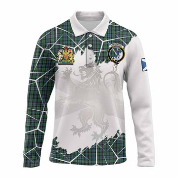 Arbuthnot Tartan Long Sleeve Polo Shirt with Family Crest and Lion Rampant Grunge Style