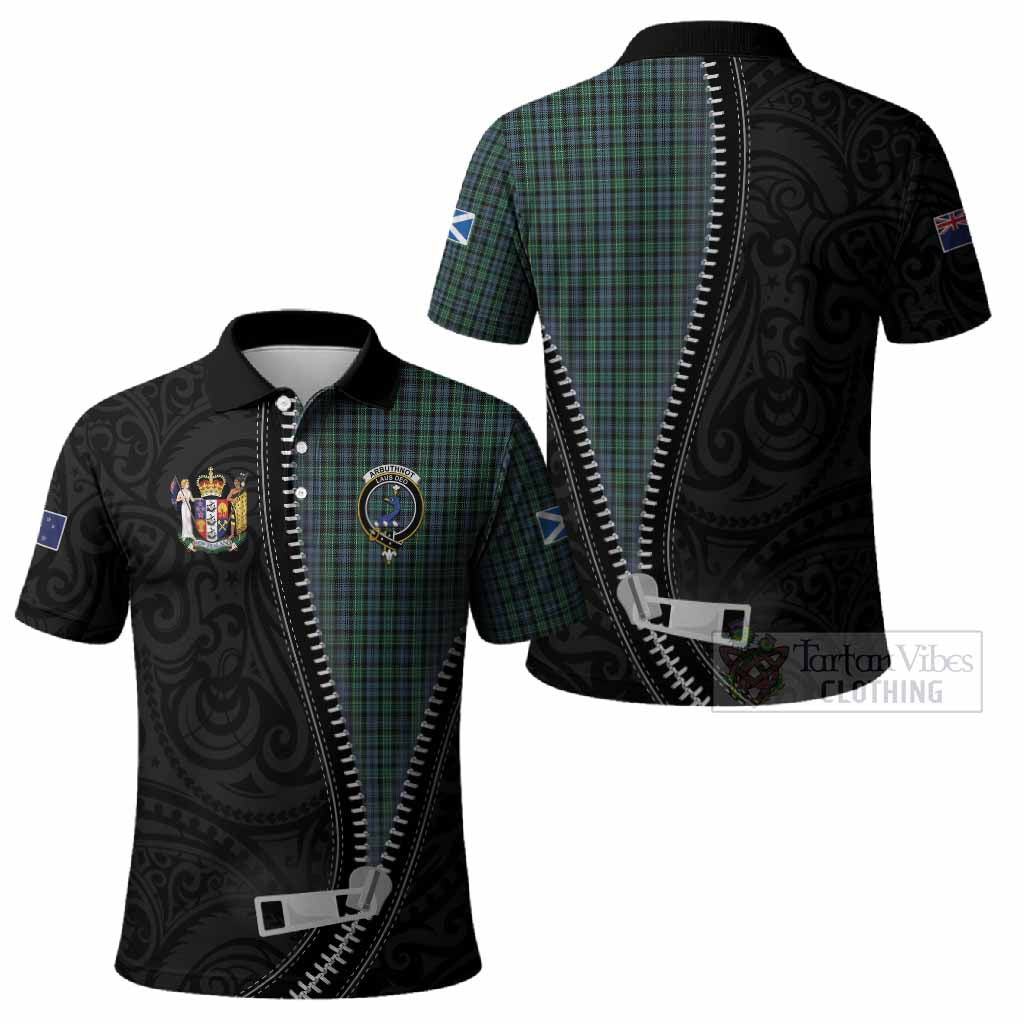 Arbuthnot Tartan Polo Shirt New Zealand Pattern Unique Zipper Stylized