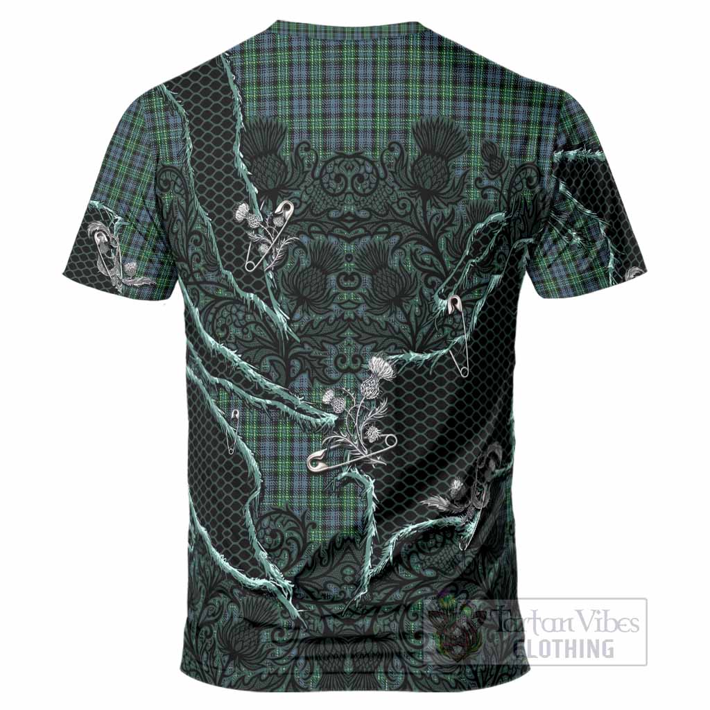 Arbuthnot Tartan Thistle Dark Gothic T-Shirt - Tartan Vibes Clothing