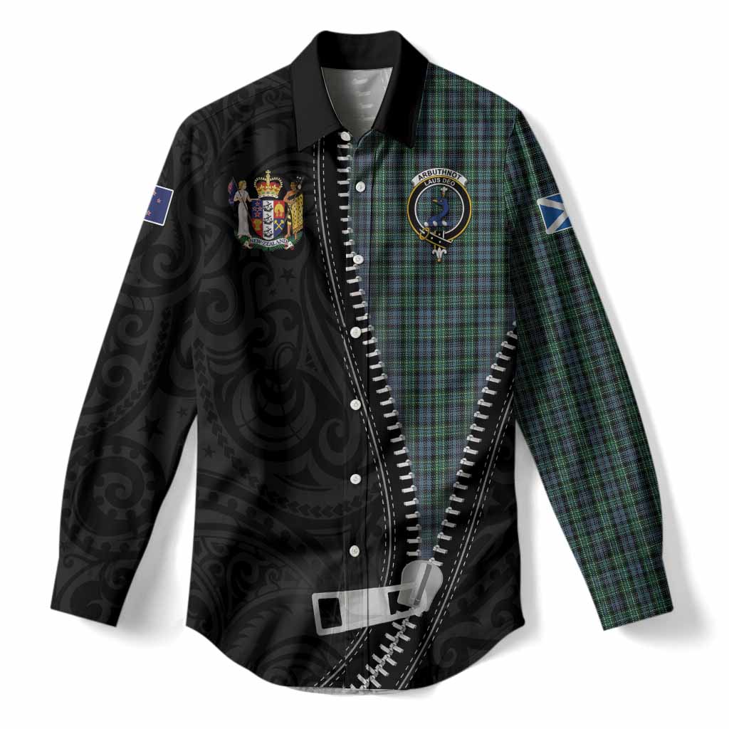 Arbuthnot Tartan Women Casual Shirt New Zealand Pattern Unique Zipper Stylized
