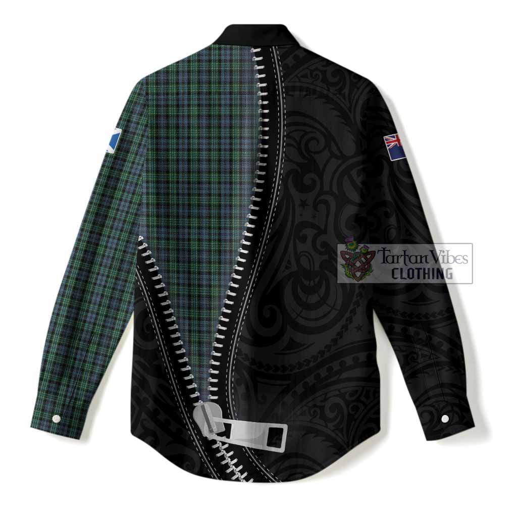 Arbuthnot Tartan Women Casual Shirt New Zealand Pattern Unique Zipper Stylized