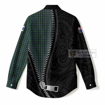 Arbuthnot Tartan Women Casual Shirt New Zealand Pattern Unique Zipper Stylized