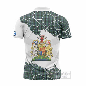 Arbuthnot Tartan Zipper Polo Shirt with Family Crest and Lion Rampant Grunge Style